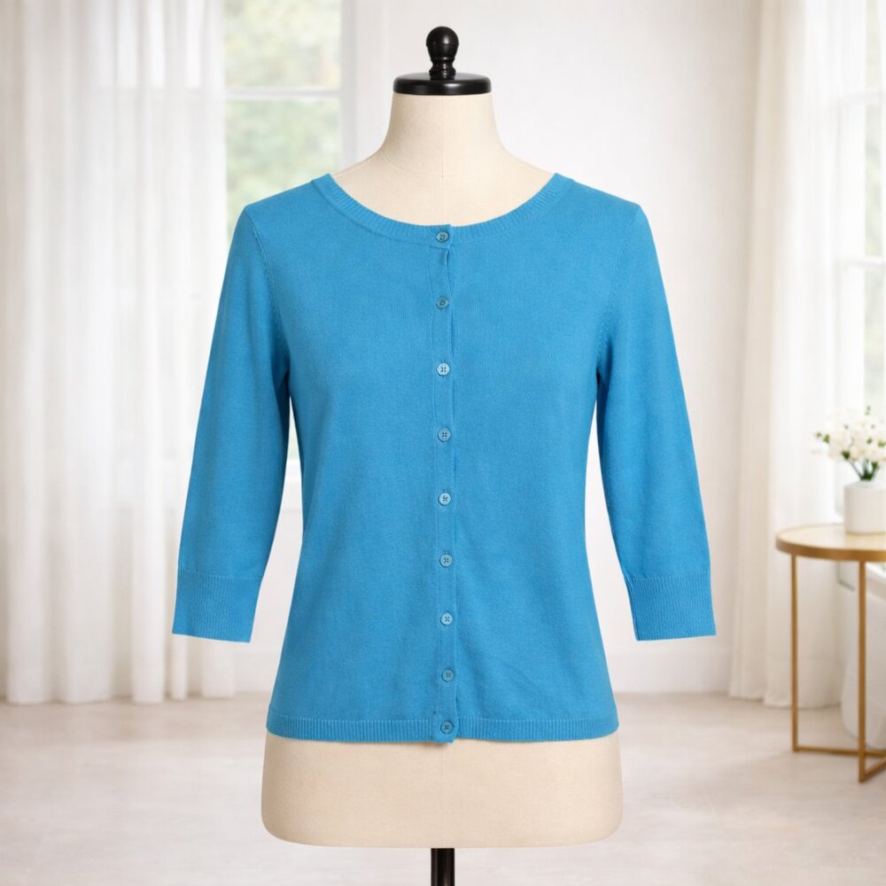 Women's Turquoise Button-Front Cardigan Sweater Size S